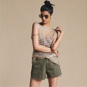 NEW Anthropologie Maeve Gold Chain-Link Sheer Lurex Tunic NWT